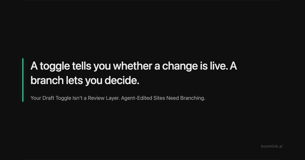 Your Draft Toggle Isn't a Review Layer. Agent-Edited Sites Need Branching. thumbnail image